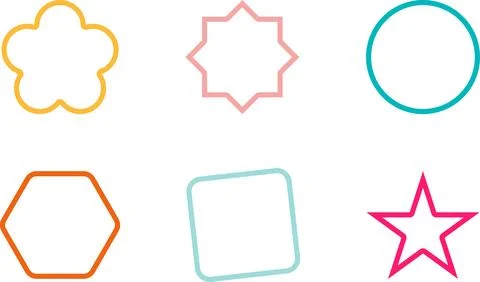 Trendy Abstract Geometric Shape Set. Colorful Funky Frames, Design Elements 스톡 일러스트