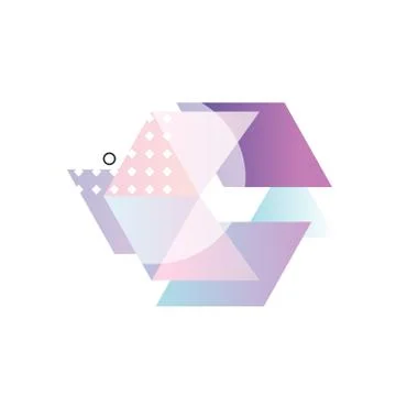 Trendy abstract gradient geometric forms, colorful objects design for label Stock Illustration