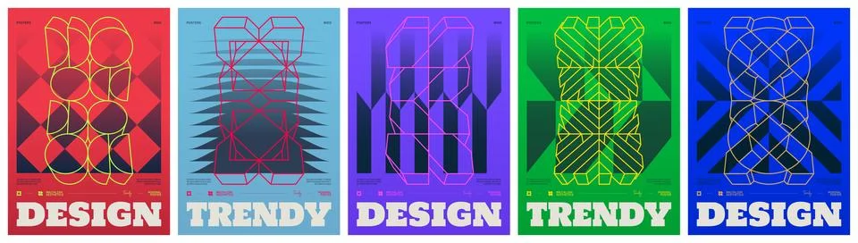 Trendy abstract gradient geometric pattern artwork in brutalism aesthetics,.. Stock Illustration