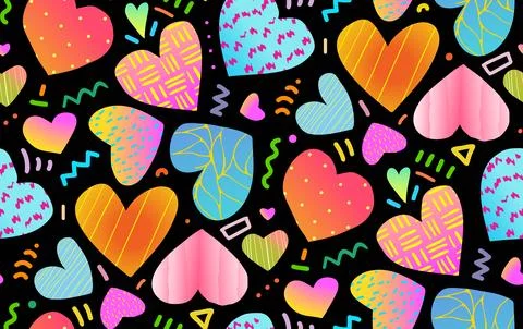 Trendy Abstract Hearts Shape Repeat Pattern Design Illustrazione stock