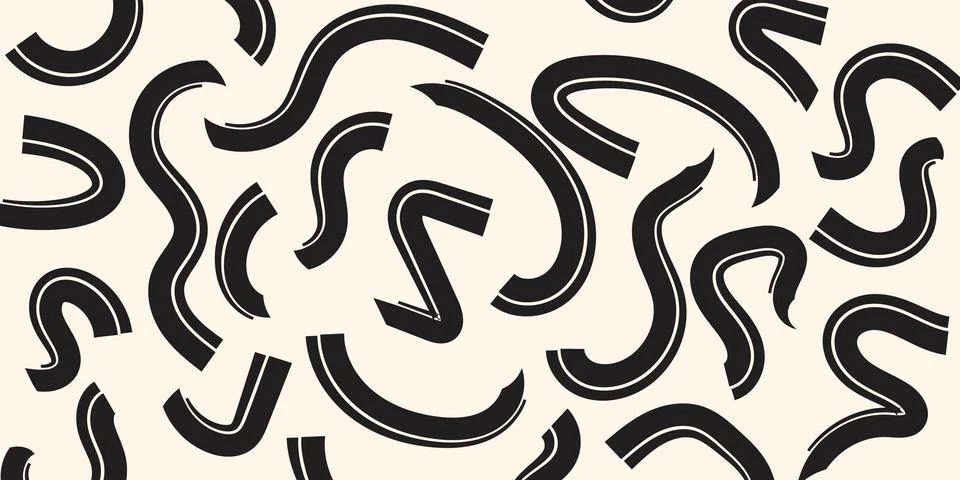 Trendy abstract horizontal background with space for text. Random black strokes Stock Illustration