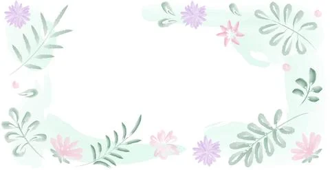 Trendy abstract panoramic art web template with floral and geometric elements Stock Illustration