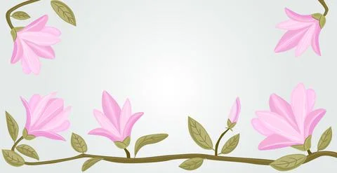 Trendy abstract panoramic art web template with floral and geometric elements Stock Illustration