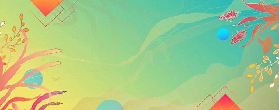 Trendy abstract rectangular, horizontal frame with leaves in a minimalist style Stock Illustration