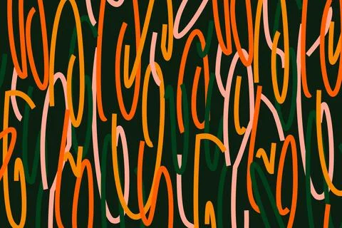 Trendy abstract vector banner with bright colorful serpentine ribbons on dark Stock Illustration