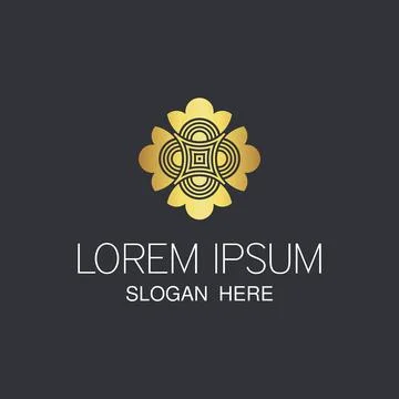 Trendy abstract vector elements for luxurious logo design with golden color Stock Illustration