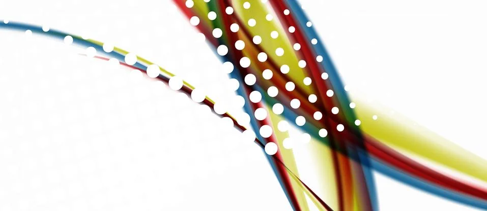 Trendy abstract wave blur pattern, multicolored lines on white background for イラスト素材