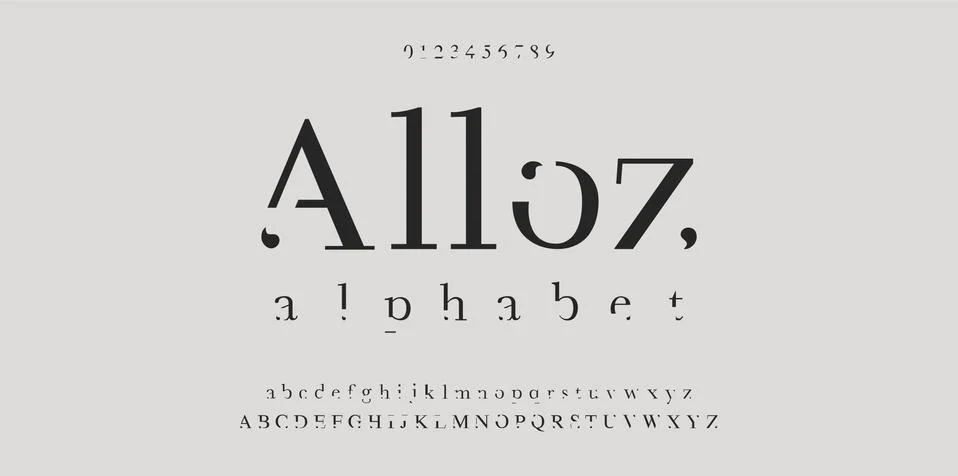 Trendy alphabet letters and numbers. Stock Illustration