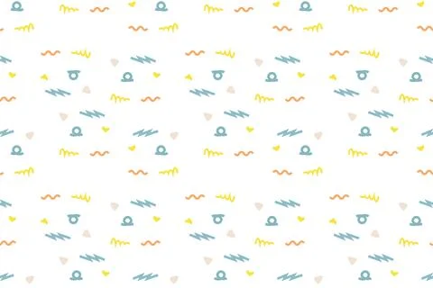 Trendy and cute repeating background with a whimsical mix of hand drawn squ.. Stock Illustration