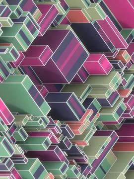 Trendy art template with multi colored pattern of rectangular shapes. 3d render イラスト素材