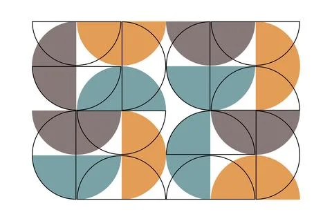 Trendy bauhaus pattern poster. Vector geometric abstract half circle shapes.. Stock Illustration