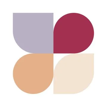 Trendy bauhaus pattern poster. Vector abstract geometric color shapes in beig Stock Illustration