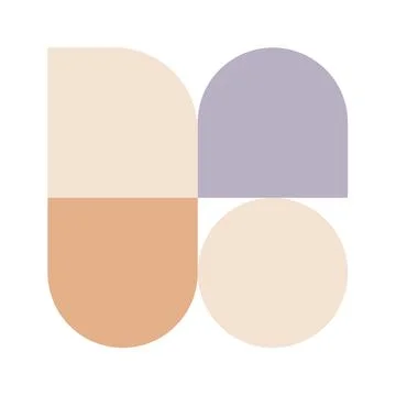 Trendy bauhaus pattern poster. Vector abstract geometric color shapes in beig Stock-Illustration