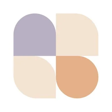 Trendy bauhaus pattern poster. Vector abstract geometric color shape in bei.. Stock Illustration