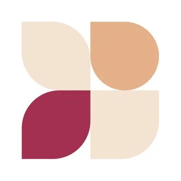 Trendy bauhaus pattern poster. Vector abstract geometric color shapes in beig Stock Illustration