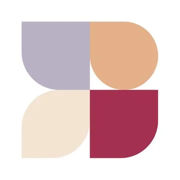 Trendy bauhaus pattern poster. Vector abstract geometric color shapes in beig Stock Illustration