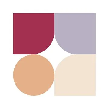 Trendy bauhaus pattern poster. Vector abstract geometric color shapes in beig Stock Illustration