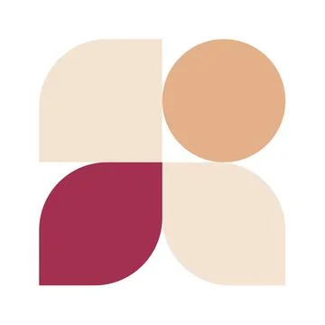 Trendy bauhaus pattern poster. Vector abstract geometric color shape in bei.. Stock Illustration