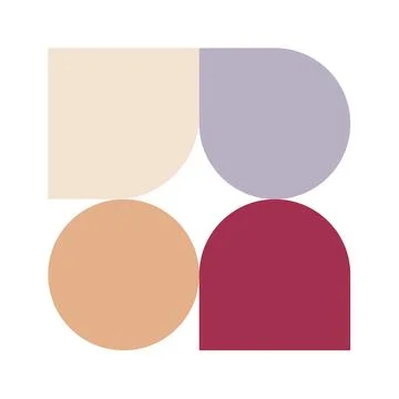 Trendy bauhaus pattern poster. Vector abstract geometric color shapes in beig Illustrazione stock