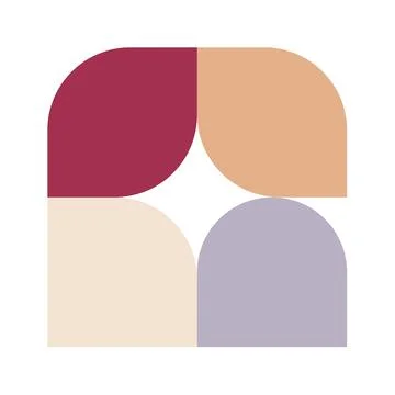 Trendy bauhaus pattern poster. Vector abstract geometric color shapes in beig Stock Illustration