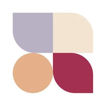 Trendy bauhaus pattern poster. Vector abstract geometric color shape in bei.. Stock Illustration