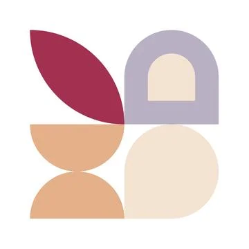 Trendy bauhaus pattern poster. Vector abstract geometric color shapes in beig Stock Illustration