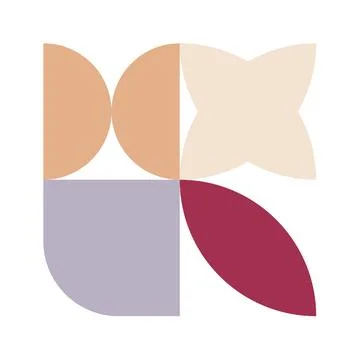 Trendy bauhaus pattern poster. Vector abstract geometric color shapes in beig Stock Illustration