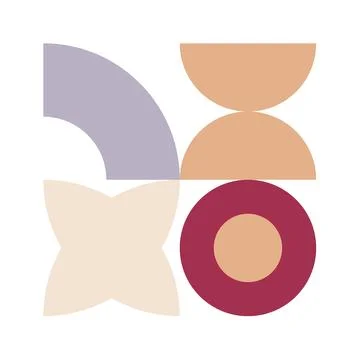 Trendy bauhaus pattern poster. Vector abstract geometric color shapes in beig 스톡 일러스트