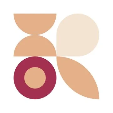 Trendy bauhaus pattern poster. Vector abstract geometric color shapes in beig Stock Illustration