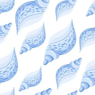 Trendy blue seashells vector seamless pattern. Underwater backdrop. Abstract  Stock Illustration