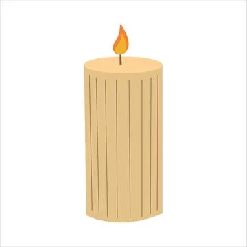 Trendy candle with flame, modern element for home decor. Home aromatherapy,.. Stock Illustration
