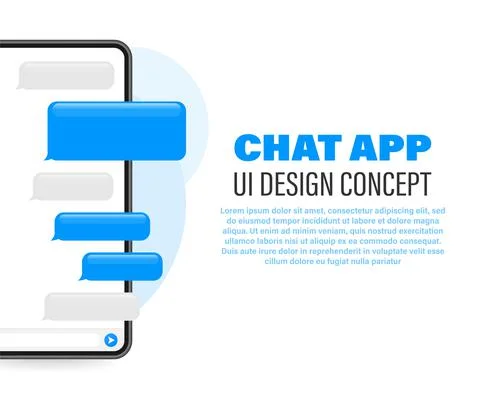 Trendy chat application with Dialogue window. Sms Messenger. Vector illustrat Stock Illustration