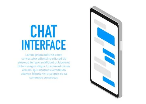Trendy Chat interface Application with Dialogue window. Sms Messenger. Vector Stock Illustration