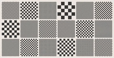 Trendy checkered pattern, black and white tiled grid. Funky geometric chessboard Stock Illustration