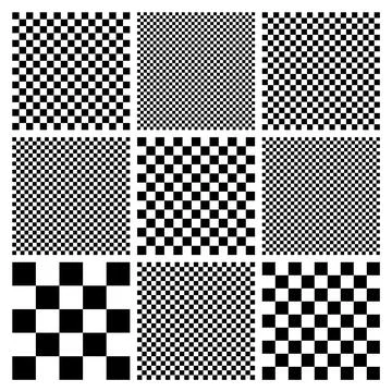 Trendy checkered pattern, black and white tiled grid. Funky geometric chessboard Stock Illustration