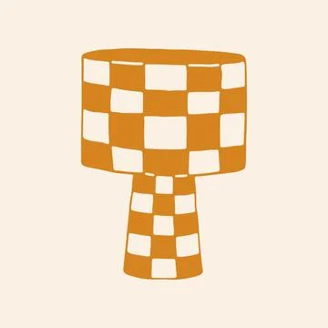 Trendy checkered table lamp vector illustration. Hand drawn retro lighting Stock Illustration
