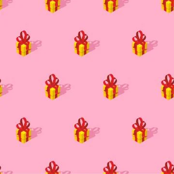 Trendy Christmas pattern seamless. Gift Box pastel color background. Xmas win イラスト素材