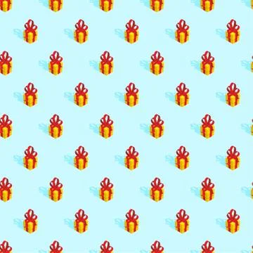 Trendy Christmas pattern seamless. Gift Box pastel color background. Xmas win Illustrazione stock