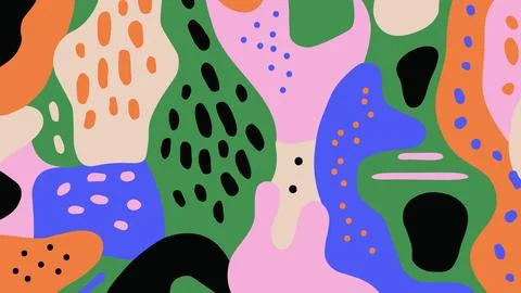 Trendy collage background with hand drawn organic shapes and graphic elements Stockillustratie