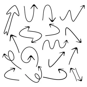 Trendy Collection of Different Arrow Icon Doodle Illustration Stock Illustration
