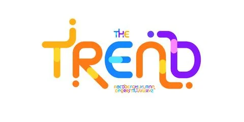 Trendy Color Font Creative Logo Alphabet Geometric Fun Letter Set Modern Stock Illustration