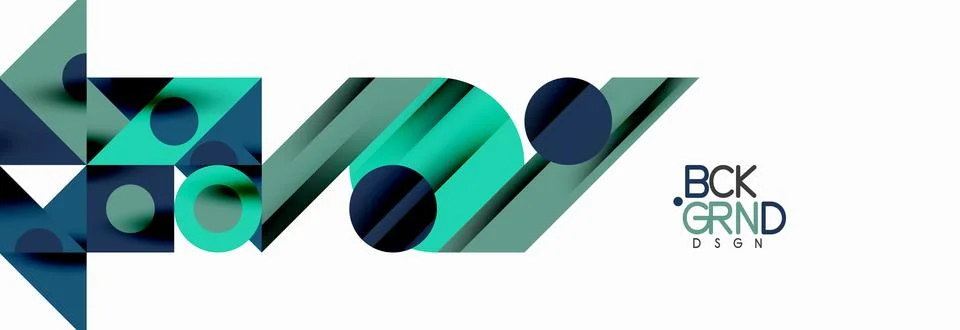 Trendy colorful circles, lines, arrows, triangles and other geometric shapes イラスト素材