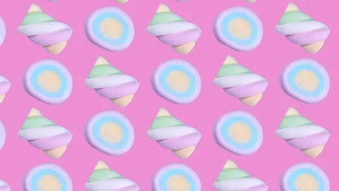 Trendy colorful repeating animation pattern of macaroon cookies on pink Stock Footage 239163912