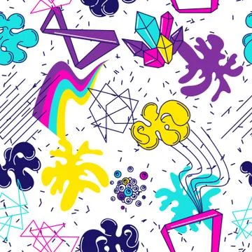 Trendy colorful seamless pattern. Abstract modern color elements in graffiti Illustrazione stock