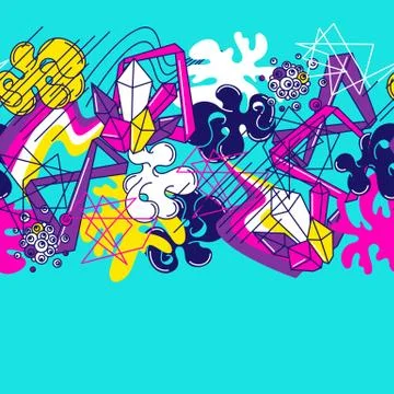 Trendy colorful seamless pattern. Abstract modern color elements in graffiti 스톡 일러스트