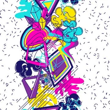 Trendy colorful seamless pattern. Abstract modern color elements in graffiti Illustrazione stock