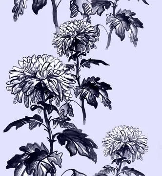 Trendy colors seamless pattern with silhouettes of flowers and leaves. Stock Illustration