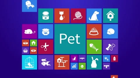Trendy computer mobile application app program animation of flat pet icon menu Stock Footage 61420138