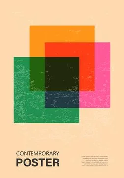 Trendy contemporary poster, risograph aesthetics, riso print effect Stock-Illustration