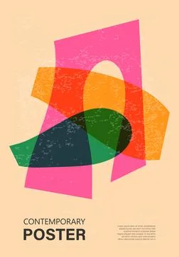 Trendy contemporary poster, risograph aesthetics, riso print effect Stock Illustration